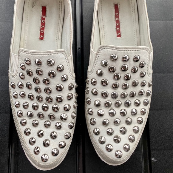 Prada Leather Studded Loafer - Picture 2 of 4